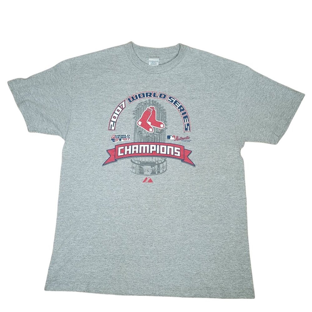 Boston Red Sox Shirt TShirt 2007 World Series Champions Mens Sz L Gray